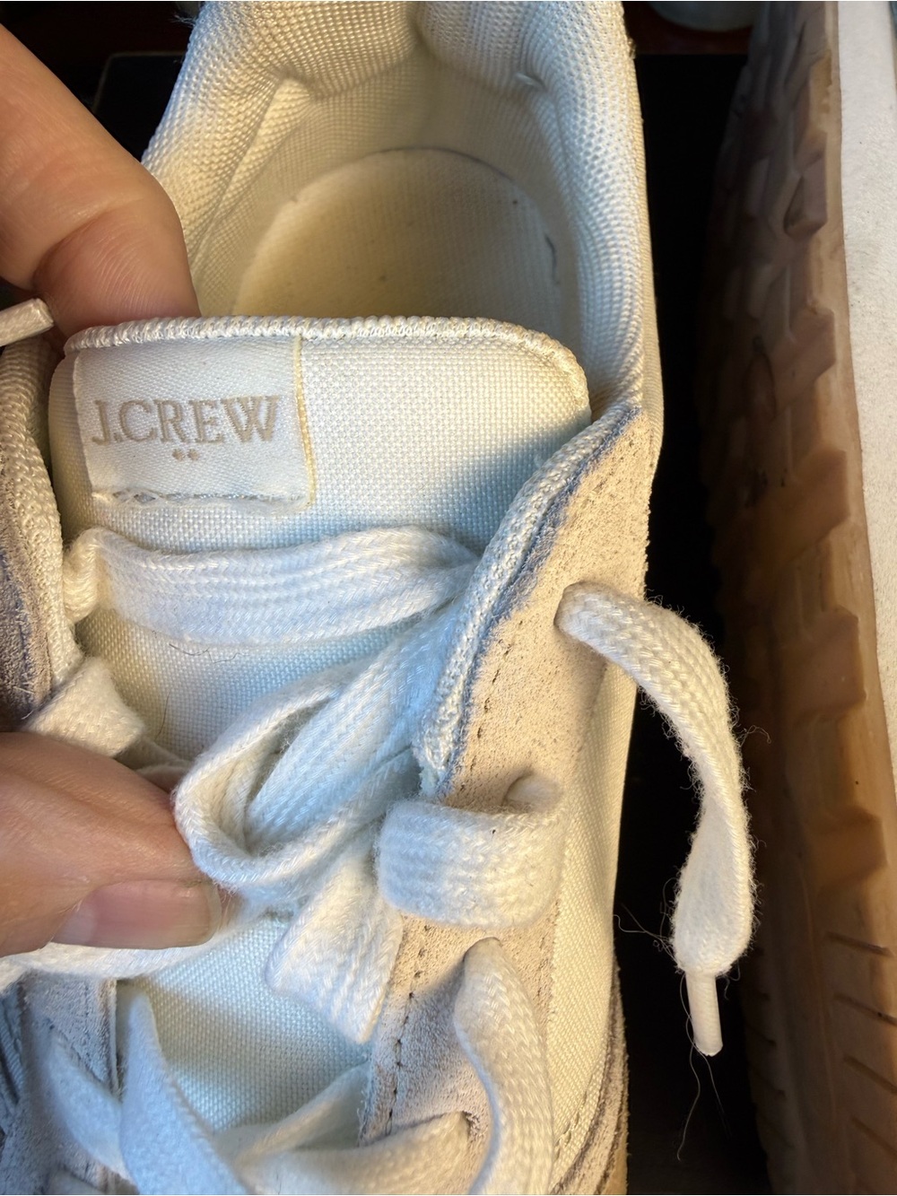 J.Crew BN870 Women’s Size 8 Trainers Cream Tan Suede Gold Retro Sneakers SP23 - Picture 13 of 16